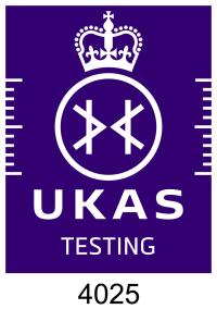 UKAS Testing accreditation logo - number 4025